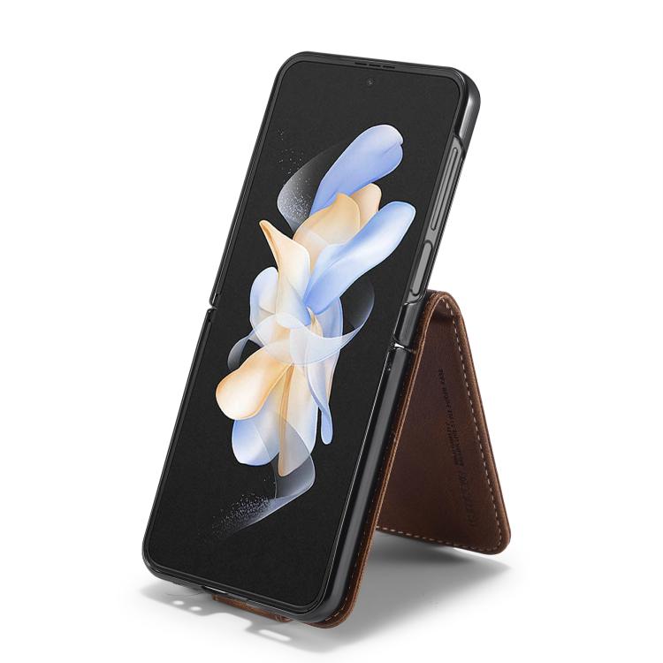 Funda de cuero antirrobo LC.IMEEKE RFID para Samsung Galaxy Z Flip7 5G (marrón)