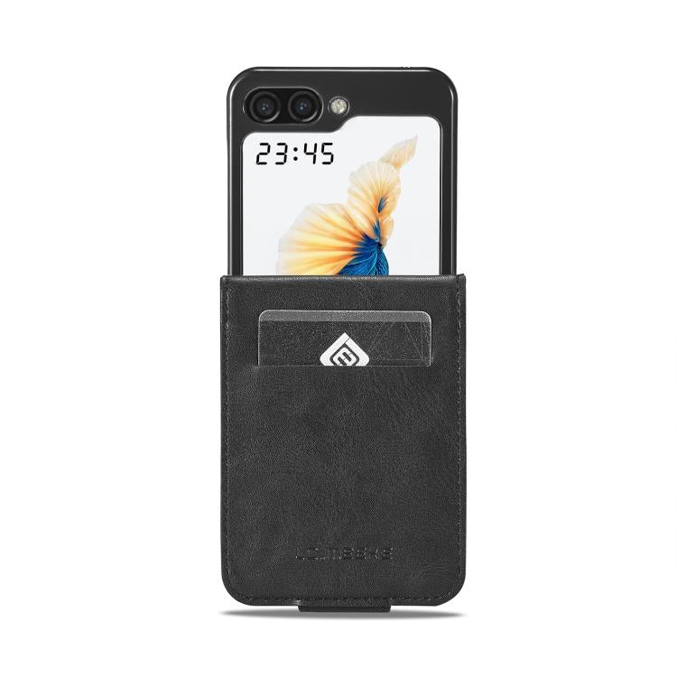 Funda de cuero antirrobo LC.IMEEKE RFID para Samsung Galaxy Z Flip7 5G (negra)
