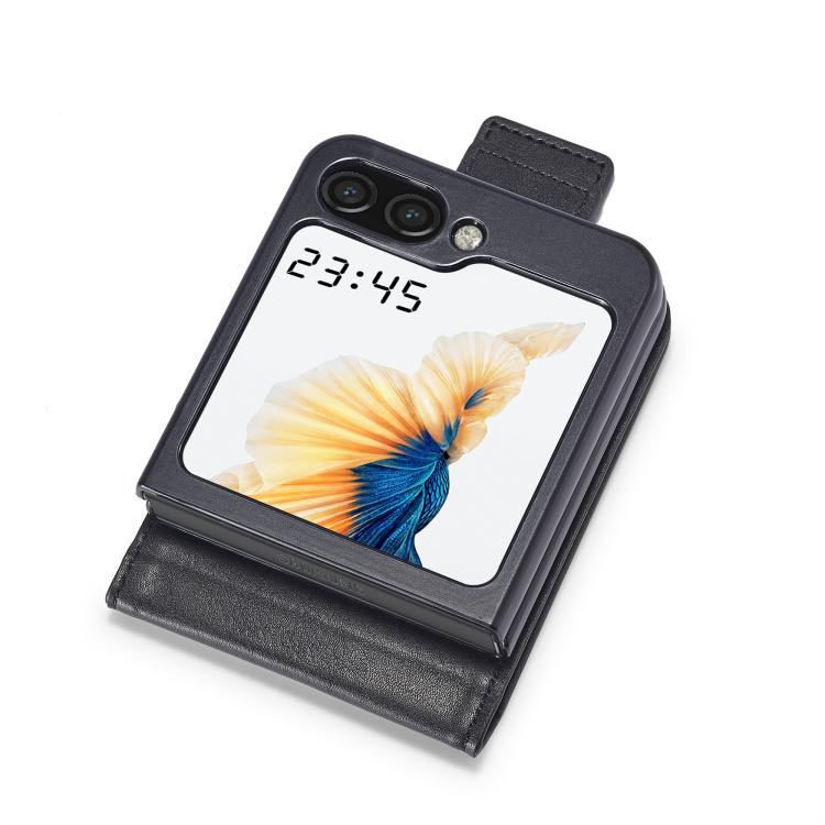 Funda de cuero antirrobo LC.IMEEKE RFID para Samsung Galaxy Z Flip7 5G (negra)