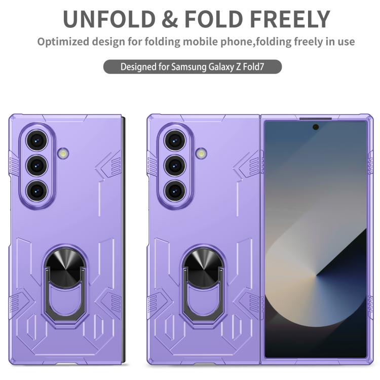 Funda protectora mate con anillo antigolpes y protección UV para Samsung Galaxy Z Fold7 5G (morado)