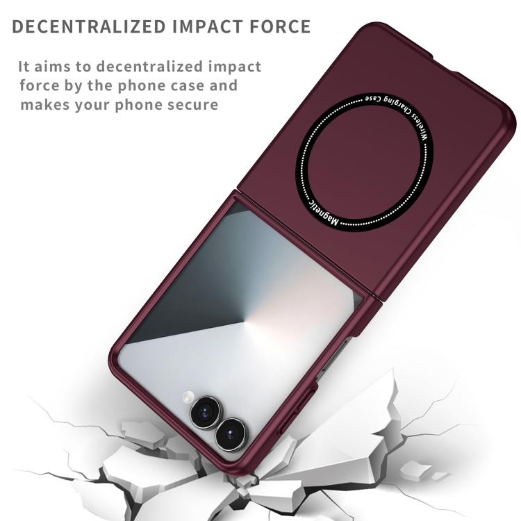Funda protectora con anillo para Samsung Galaxy Z Flip7 5G (rojo vino)