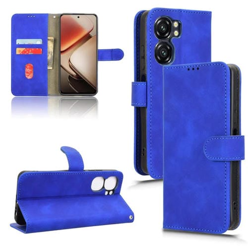 Funda de Cuero para Oukitel C58 con Tapa Magnética y Tacto Agradable (Azul)