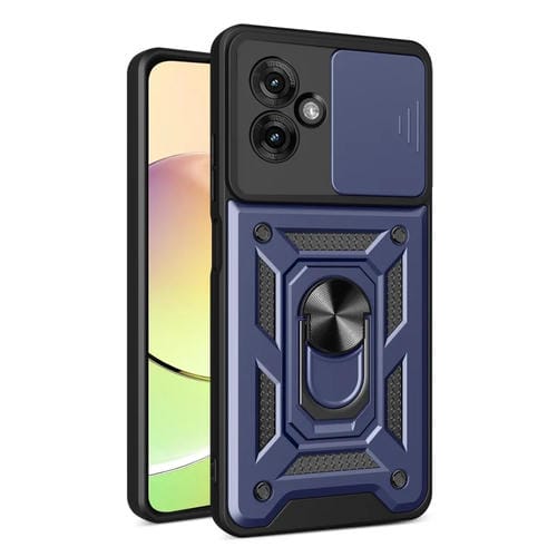 Funda Híbrida TPU y PC con Cubierta Deslizante para Cámara Motorola Moto G55 (Azul)