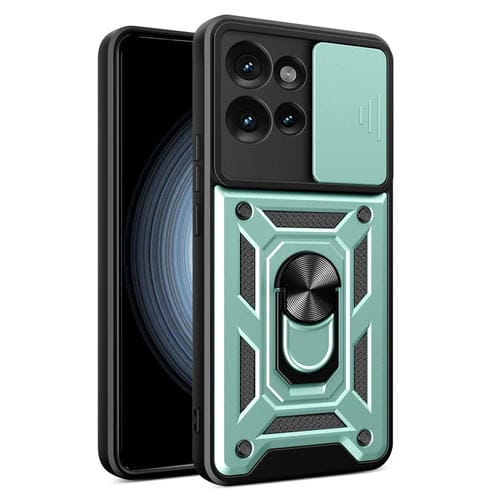 Funda Híbrida TPU y PC con Cámara Deslizante para Motorola Edge 50 5G (Verde Menta)