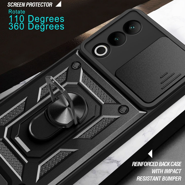Funda híbrida TPU y PC para OnePlus Nord CE4 5G con cubierta deslizante cámara (Oro Rosa)