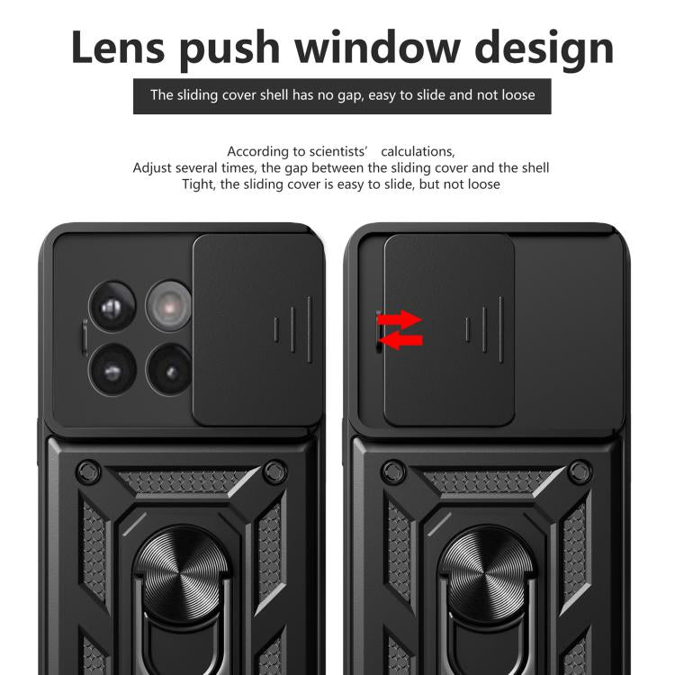 Funda Híbrida TPU y PC con Cubierta Deslizante para Cámara OnePlus 13R 5G (Verde Menta)
