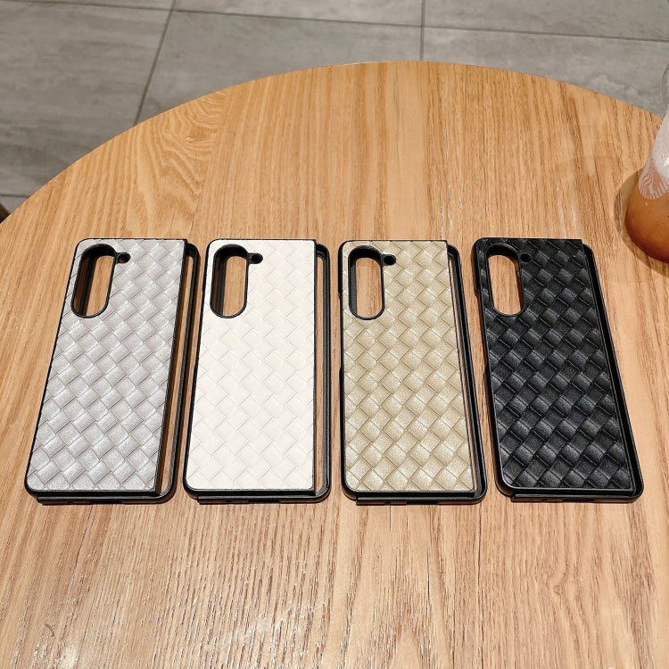 Para Samsung Galaxy Z Fold5 5G Funda de teléfono plegable con textura tejida (negro)
