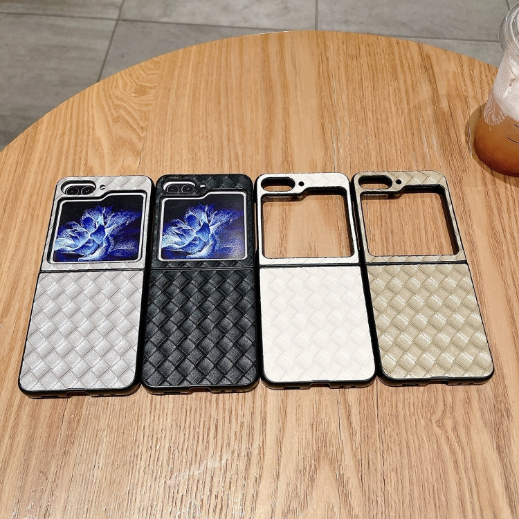 Para Samsung Galaxy Z Flip5 5G Funda de teléfono plegable con textura tejida (Gris)