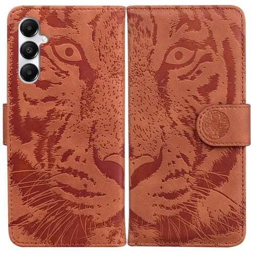 Funda para Teléfono Samsung Galaxy A05S Cuero con Tapa Patrón Relieve Tigre (Marrón)