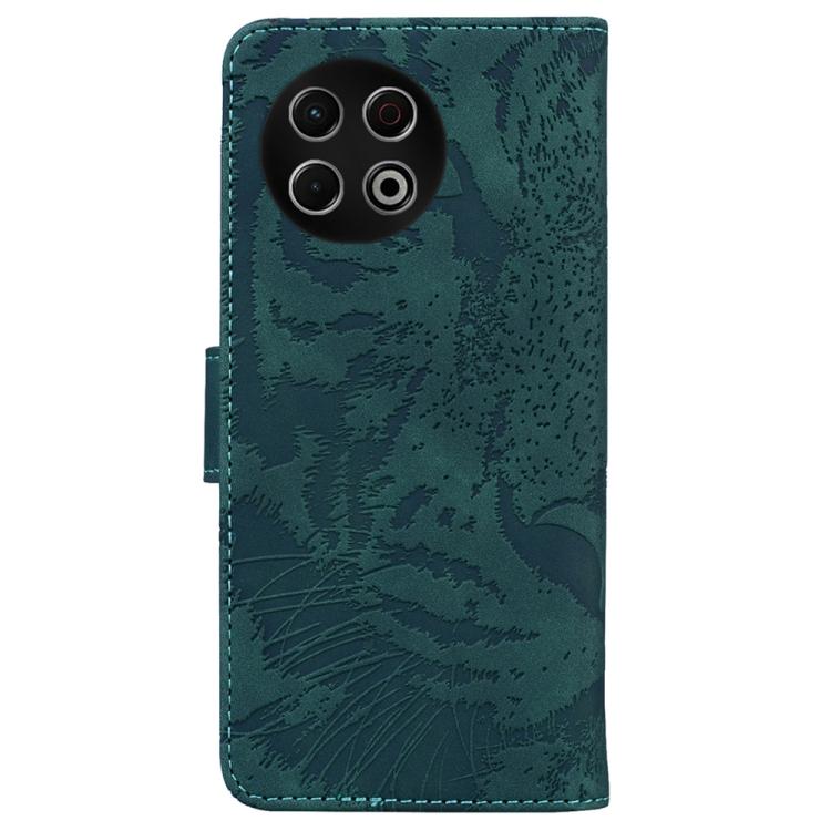 Funda de cuero con tapa y estampado de tigre para Tecno Spark 30 Pro (verde)