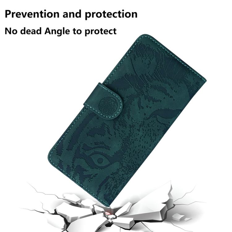 Funda de cuero con tapa y estampado de tigre para Tecno Spark 30 Pro (verde)