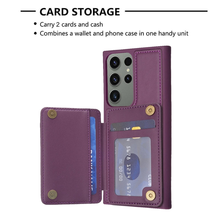Para Samsung Galaxy S23 Ultra 5G BF26 Wave Pattern Card Bag Holder Funda para teléfono (morado oscuro)