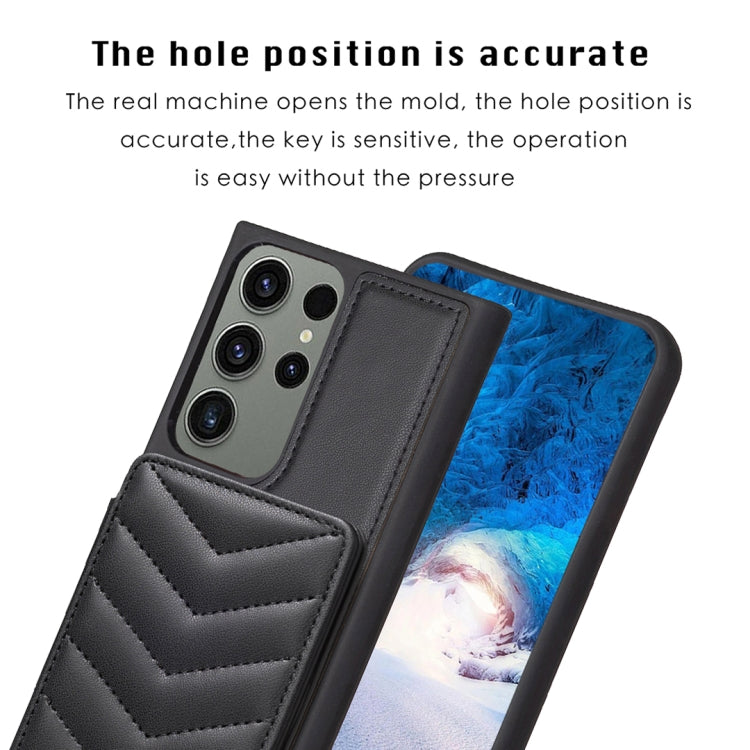 Para Samsung Galaxy S23 Ultra 5G BF26 Wave Pattern Card Bag Holder Phone Case (Negro)