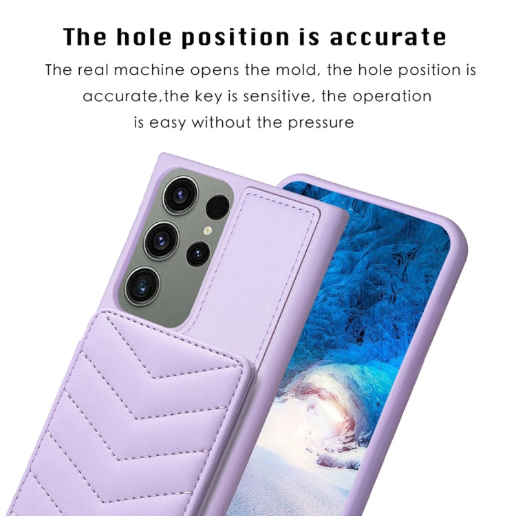 Para Samsung Galaxy S23 Ultra 5G BF26 Wave Pattern Card Bag Holder Phone Case (Púrpura)
