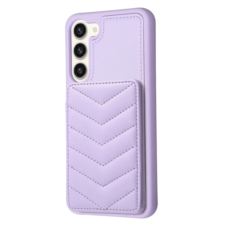 Para Samsung Galaxy S23+ 5G BF26 Wave Pattern Card Bag Holder Phone Case (Púrpura)