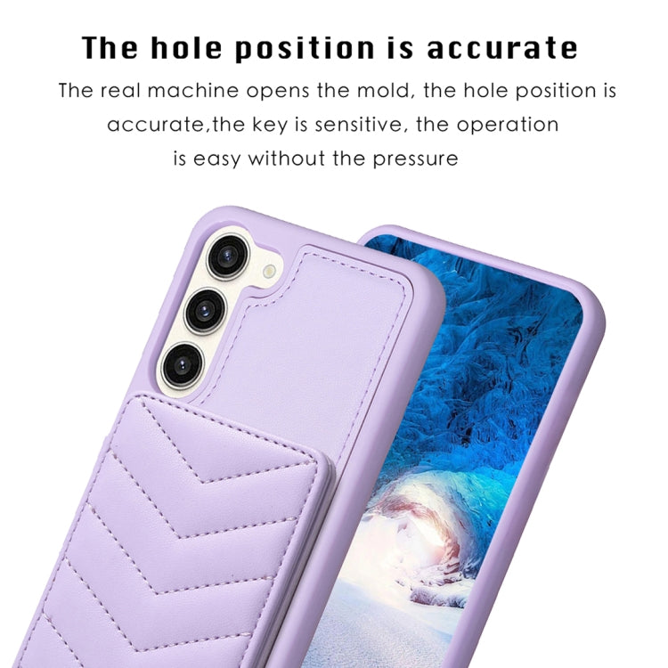 Para Samsung Galaxy S23+ 5G BF26 Wave Pattern Card Bag Holder Phone Case (Púrpura)