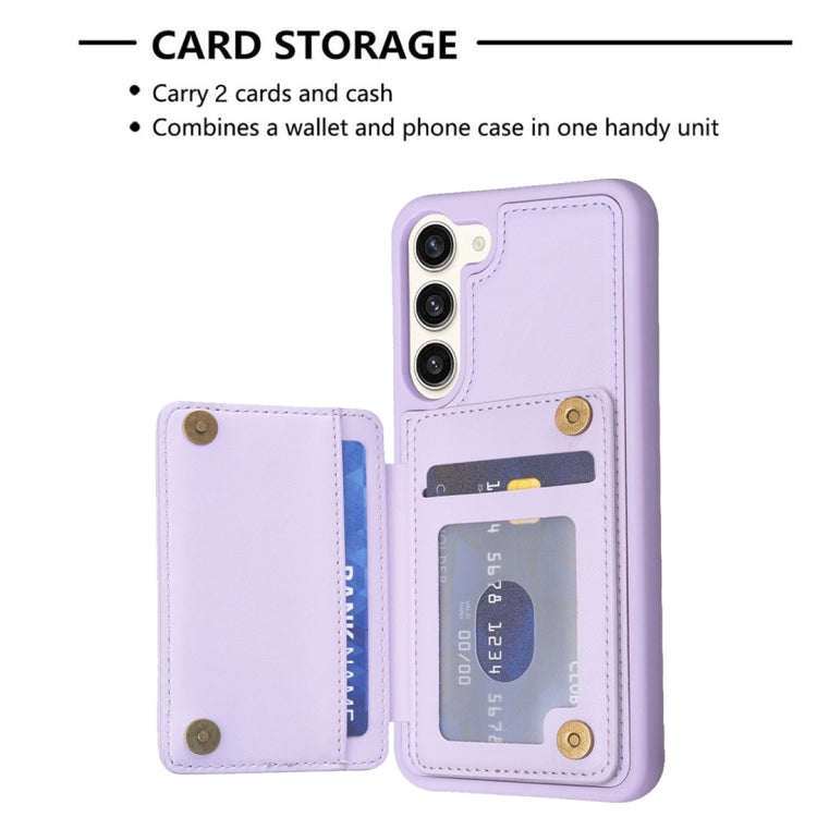 Para Samsung Galaxy S23+ 5G BF26 Wave Pattern Card Bag Holder Phone Case (Púrpura)