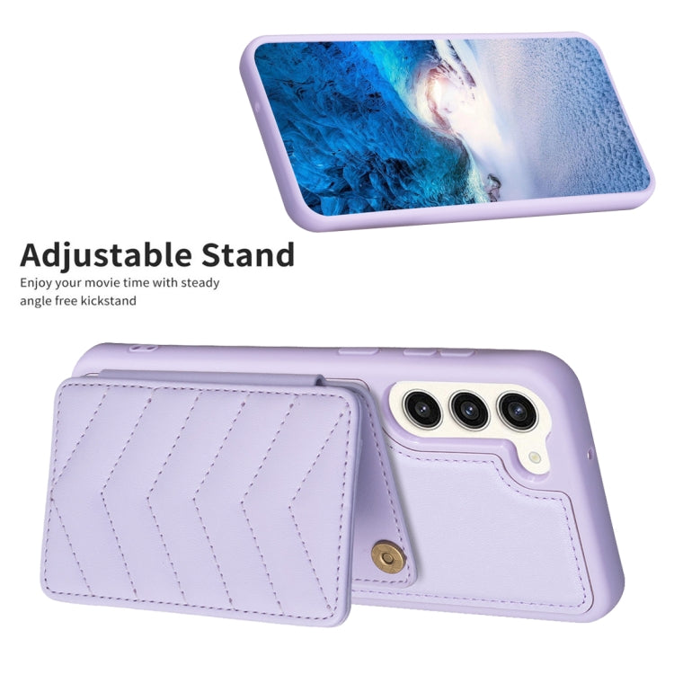 Para Samsung Galaxy S23+ 5G BF26 Wave Pattern Card Bag Holder Phone Case (Púrpura)