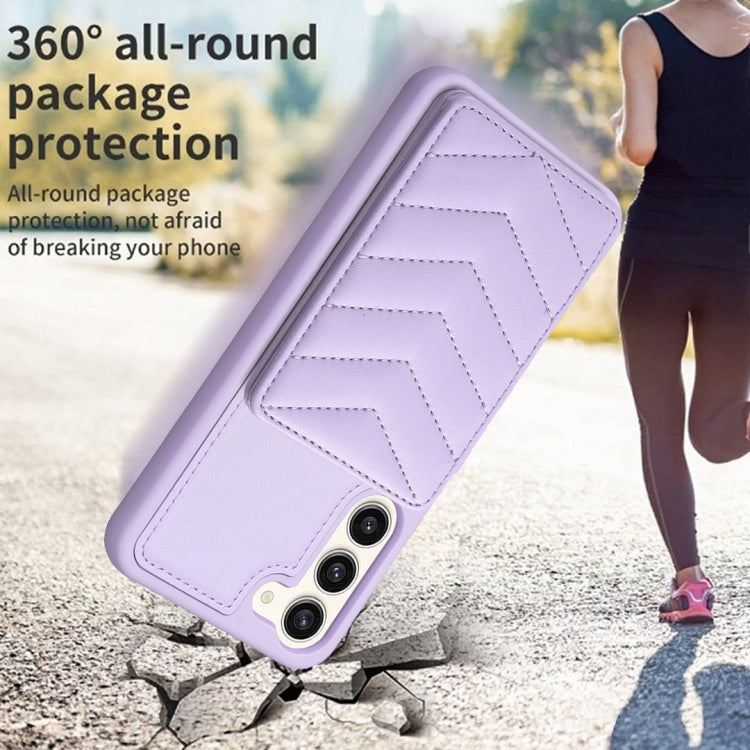 Para Samsung Galaxy S23+ 5G BF26 Wave Pattern Card Bag Holder Phone Case (Púrpura)
