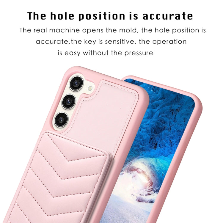 Para Samsung Galaxy S23+ 5G BF26 Wave Pattern Card Bag Holder Funda para teléfono (rosa)