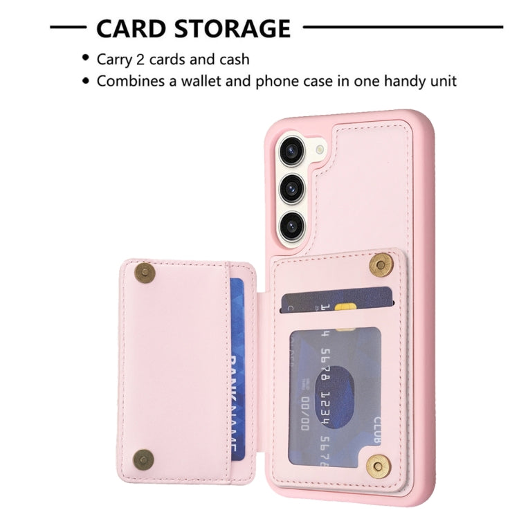 Para Samsung Galaxy S23+ 5G BF26 Wave Pattern Card Bag Holder Funda para teléfono (rosa)
