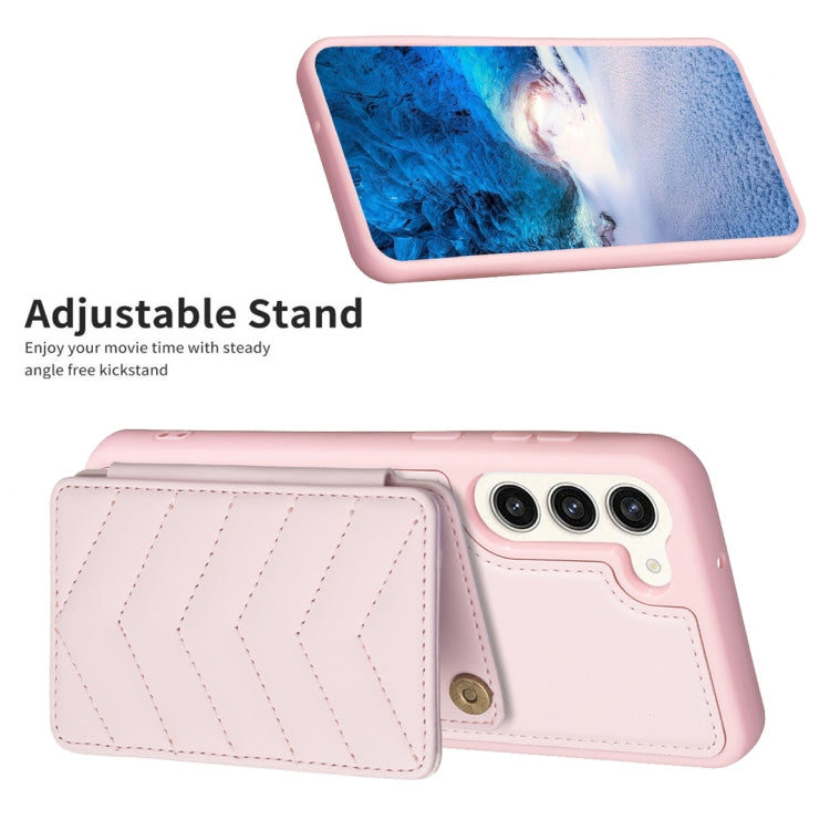 Para Samsung Galaxy S23+ 5G BF26 Wave Pattern Card Bag Holder Funda para teléfono (rosa)
