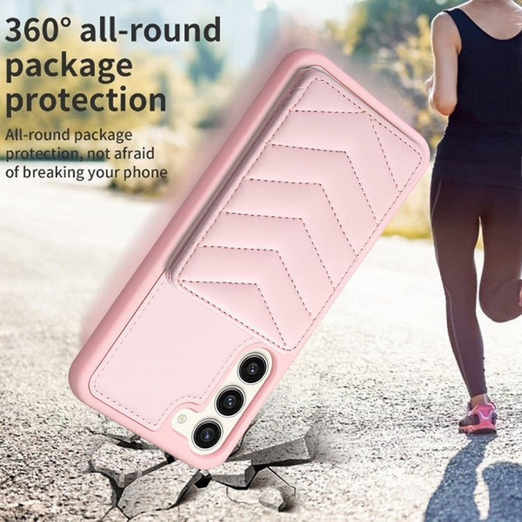 Para Samsung Galaxy S23+ 5G BF26 Wave Pattern Card Bag Holder Funda para teléfono (rosa)