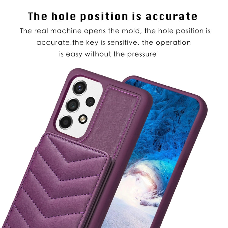 Para Samsung Galaxy A13 5G / 4G BF26 Wave Pattern Card Bag Holder Funda para teléfono (morado oscuro)
