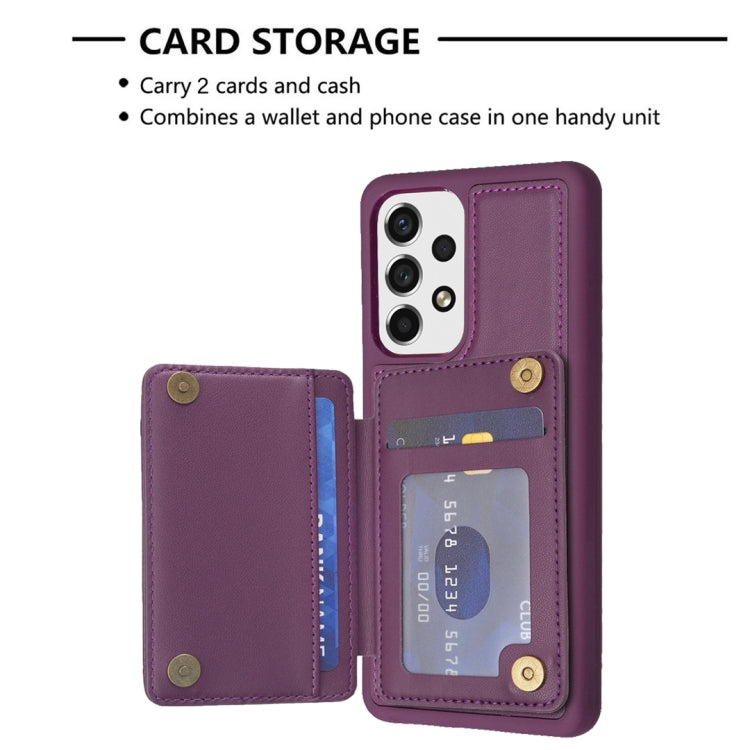 Para Samsung Galaxy A13 5G / 4G BF26 Wave Pattern Card Bag Holder Funda para teléfono (morado oscuro)
