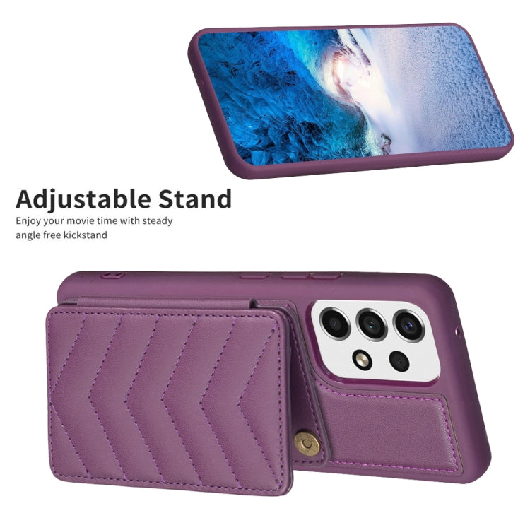 Para Samsung Galaxy A13 5G / 4G BF26 Wave Pattern Card Bag Holder Funda para teléfono (morado oscuro)