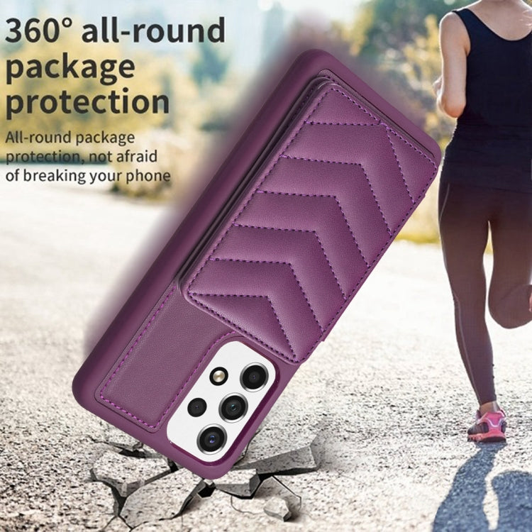 Para Samsung Galaxy A13 5G / 4G BF26 Wave Pattern Card Bag Holder Funda para teléfono (morado oscuro)