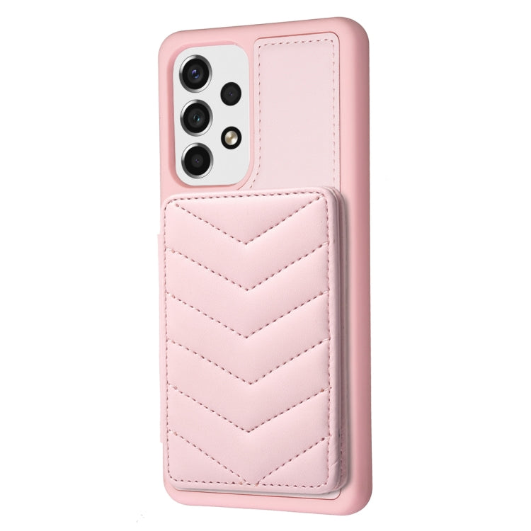Para Samsung Galaxy A13 5G / 4G BF26 Wave Pattern Card Bag Holder Funda para teléfono (rosa)