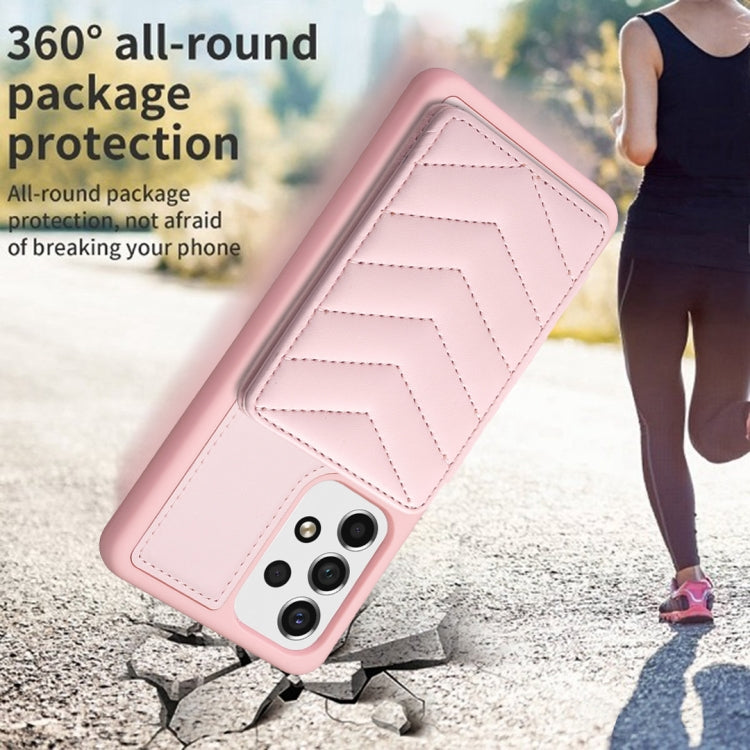 Para Samsung Galaxy A13 5G / 4G BF26 Wave Pattern Card Bag Holder Funda para teléfono (rosa)