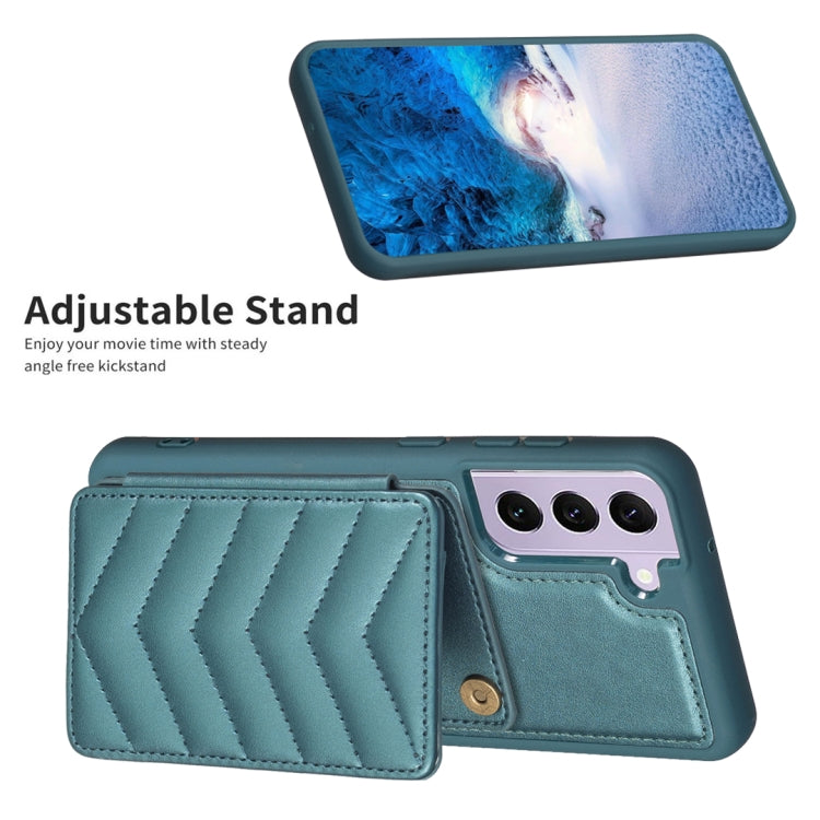 Para Samsung Galaxy S21 5G BF26 Wave Pattern Card Bag Holder Phone Case (Verde)