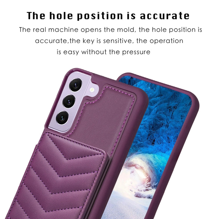 Para Samsung Galaxy S21 5G BF26 Wave Pattern Card Bag Holder Funda para teléfono (morado oscuro)