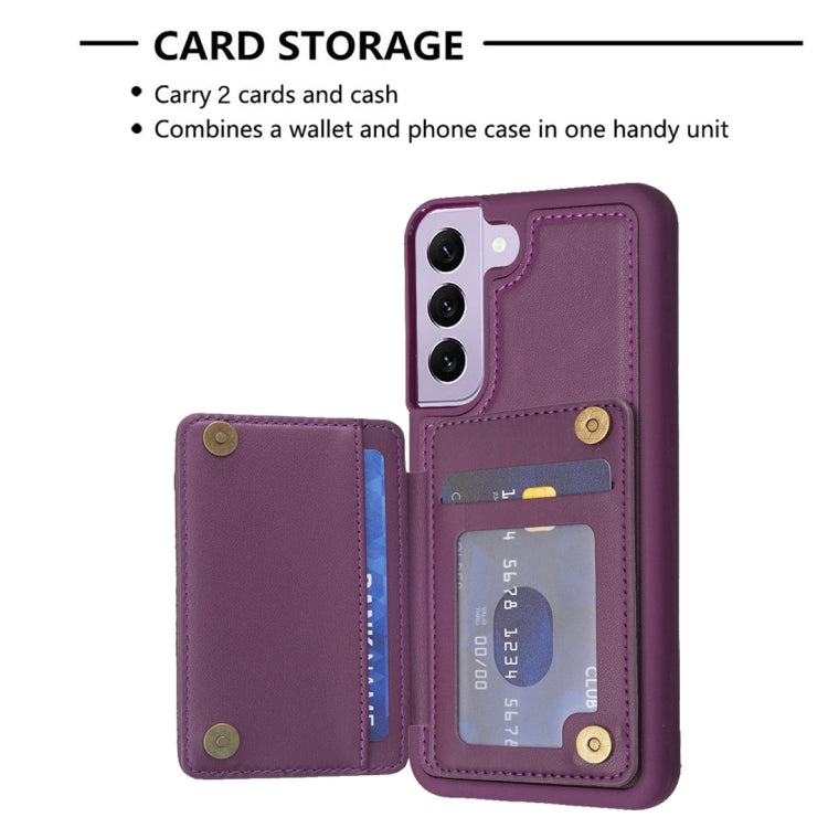 Para Samsung Galaxy S21 5G BF26 Wave Pattern Card Bag Holder Funda para teléfono (morado oscuro)