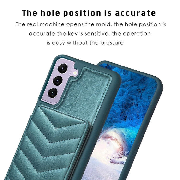 Para Samsung Galaxy S21 FE 5G BF26 Wave Pattern Card Bag Holder Phone Case (Verde)