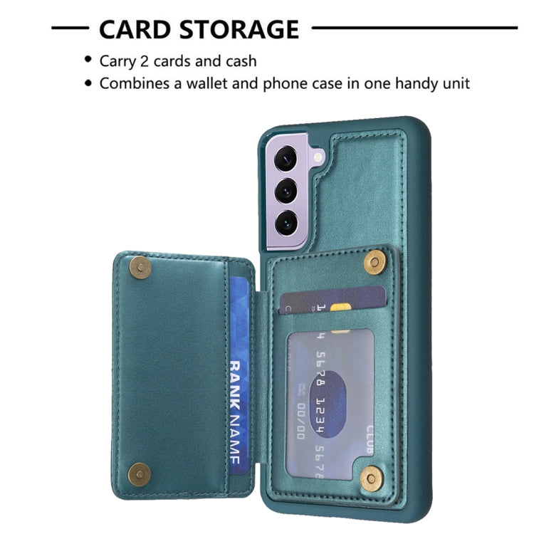 Para Samsung Galaxy S21 FE 5G BF26 Wave Pattern Card Bag Holder Phone Case (Verde)