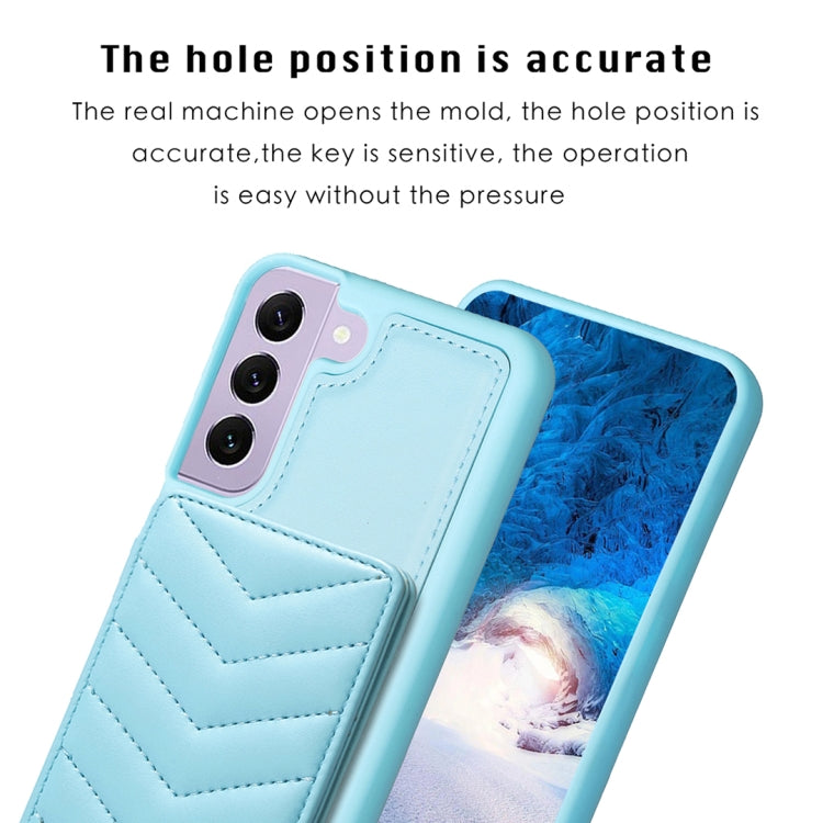 Para Samsung Galaxy S21 FE 5G BF26 Wave Pattern Card Bag Holder Phone Case (Azul)