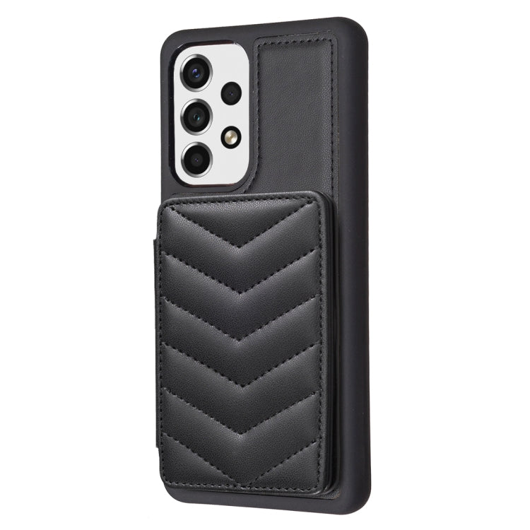 Para Samsung Galaxy A52 5G / 4G BF26 Wave Pattern Card Bag Holder Phone Case (Negro)