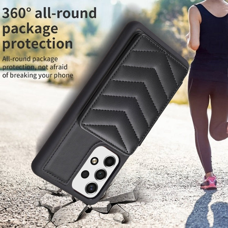Para Samsung Galaxy A52 5G / 4G BF26 Wave Pattern Card Bag Holder Phone Case (Negro)
