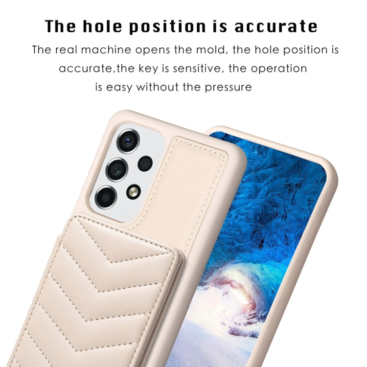 Para Samsung Galaxy A52 5G / 4G BF26 Wave Pattern Card Bag Holder Phone Case (Beige)