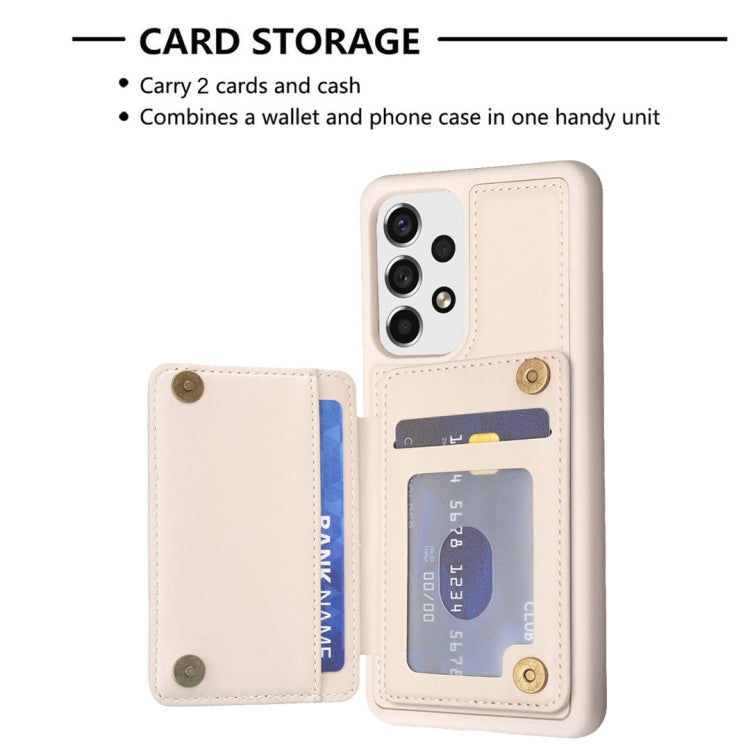 Para Samsung Galaxy A52 5G / 4G BF26 Wave Pattern Card Bag Holder Phone Case (Beige)