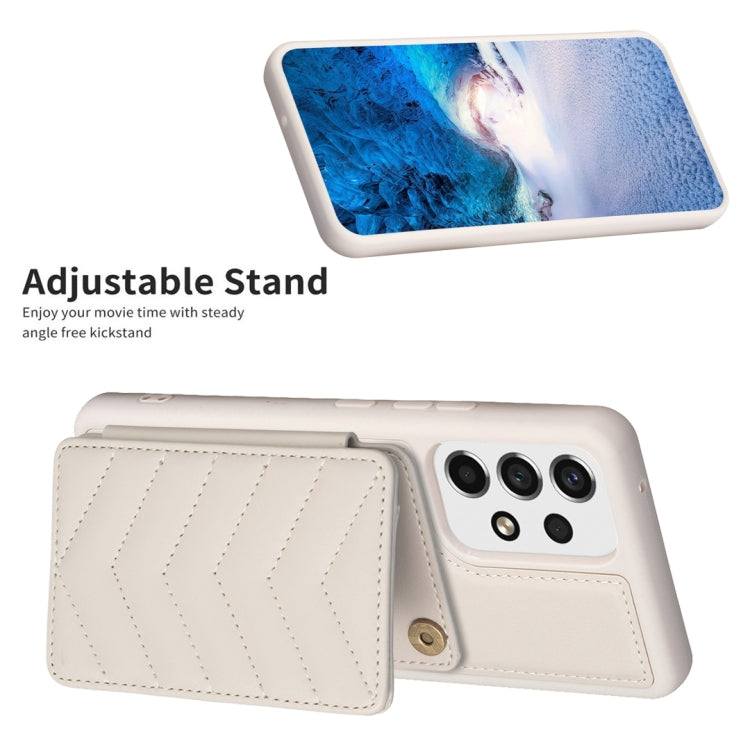 Para Samsung Galaxy A52 5G / 4G BF26 Wave Pattern Card Bag Holder Phone Case (Beige)