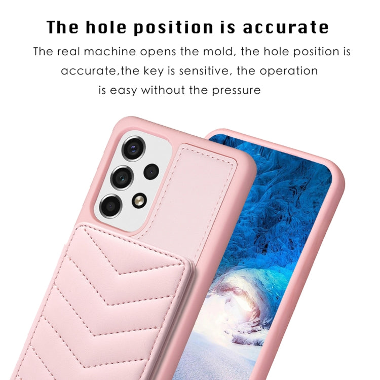 Para Samsung Galaxy A52 5G / 4G BF26 Wave Pattern Card Bag Holder Funda para teléfono (rosa)