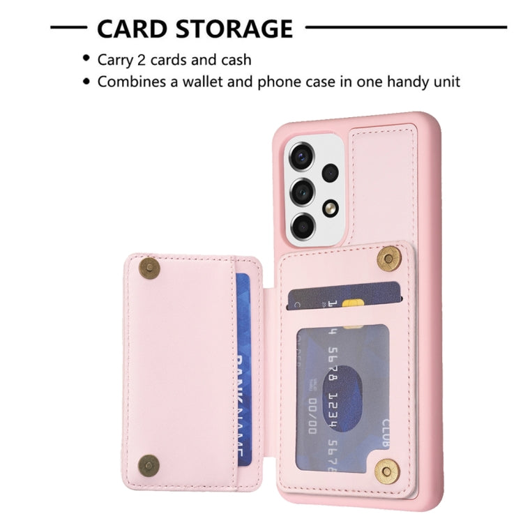 Para Samsung Galaxy A52 5G / 4G BF26 Wave Pattern Card Bag Holder Funda para teléfono (rosa)