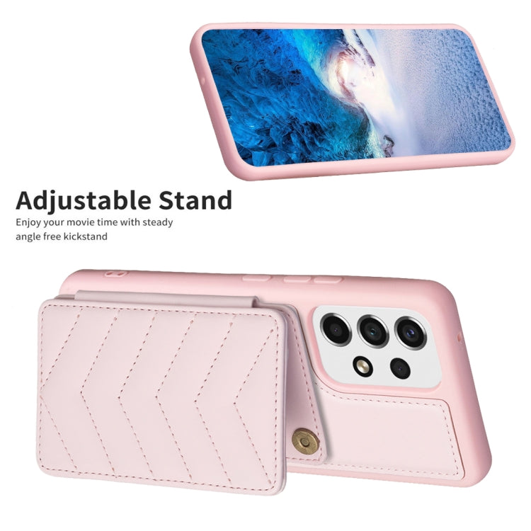 Para Samsung Galaxy A52 5G / 4G BF26 Wave Pattern Card Bag Holder Funda para teléfono (rosa)