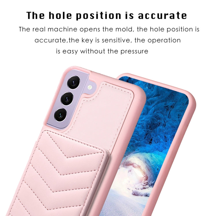 Para Samsung Galaxy S21+ 5G BF26 Wave Pattern Card Bag Holder Funda para teléfono (rosa)
