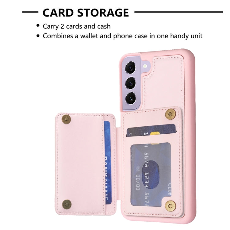Para Samsung Galaxy S21+ 5G BF26 Wave Pattern Card Bag Holder Funda para teléfono (rosa)