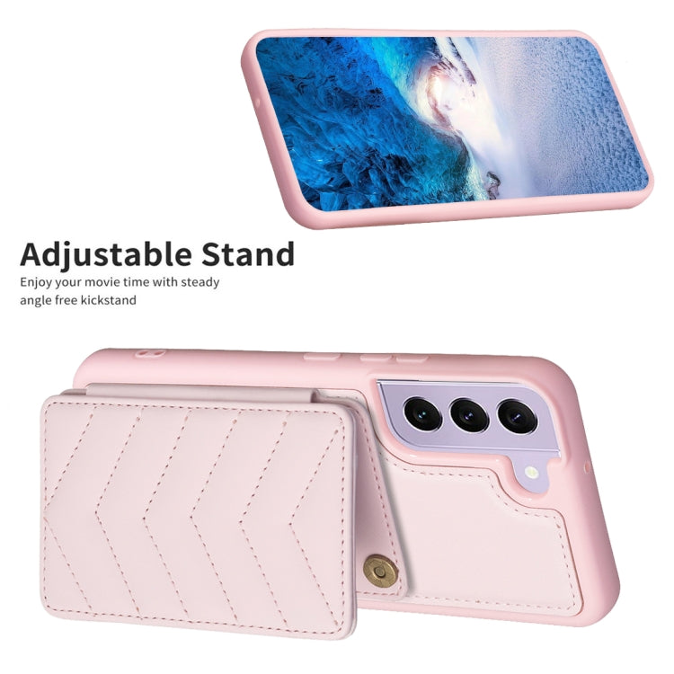 Para Samsung Galaxy S21+ 5G BF26 Wave Pattern Card Bag Holder Funda para teléfono (rosa)